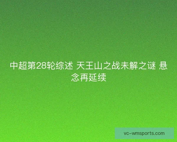 中超第28轮综述 天王山之战未解之谜 悬念再延续